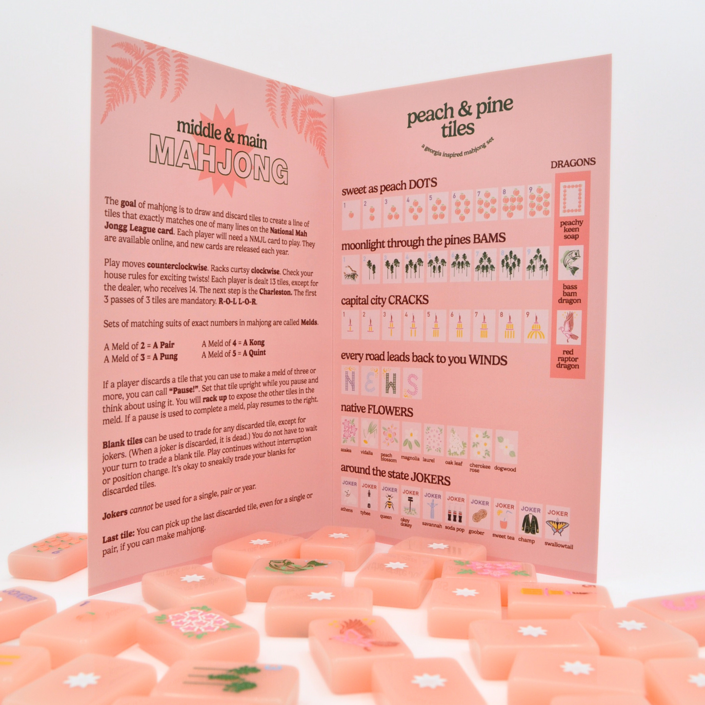 Peach & Pine Tiles- A Georgia Inspired Mahjong Set (PREORDER)