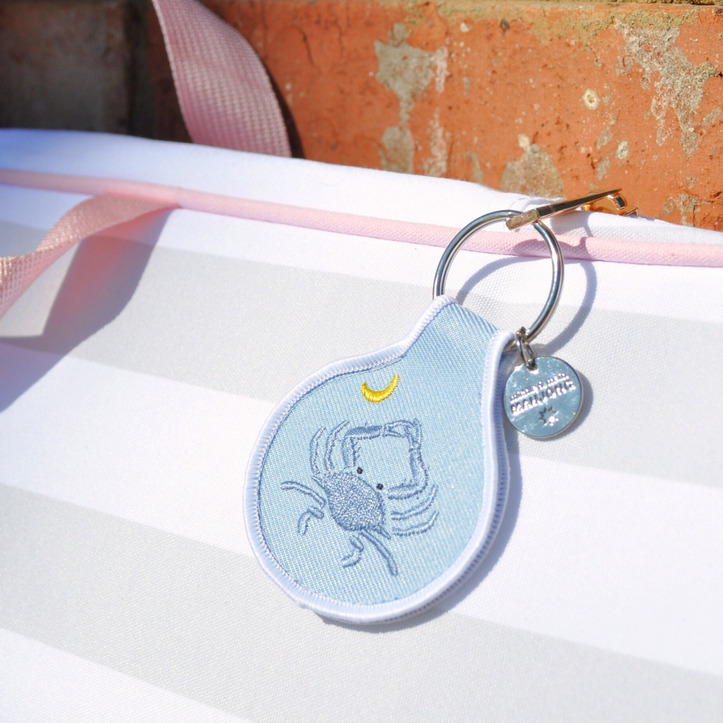 Blue Crab Embroidered Keychain