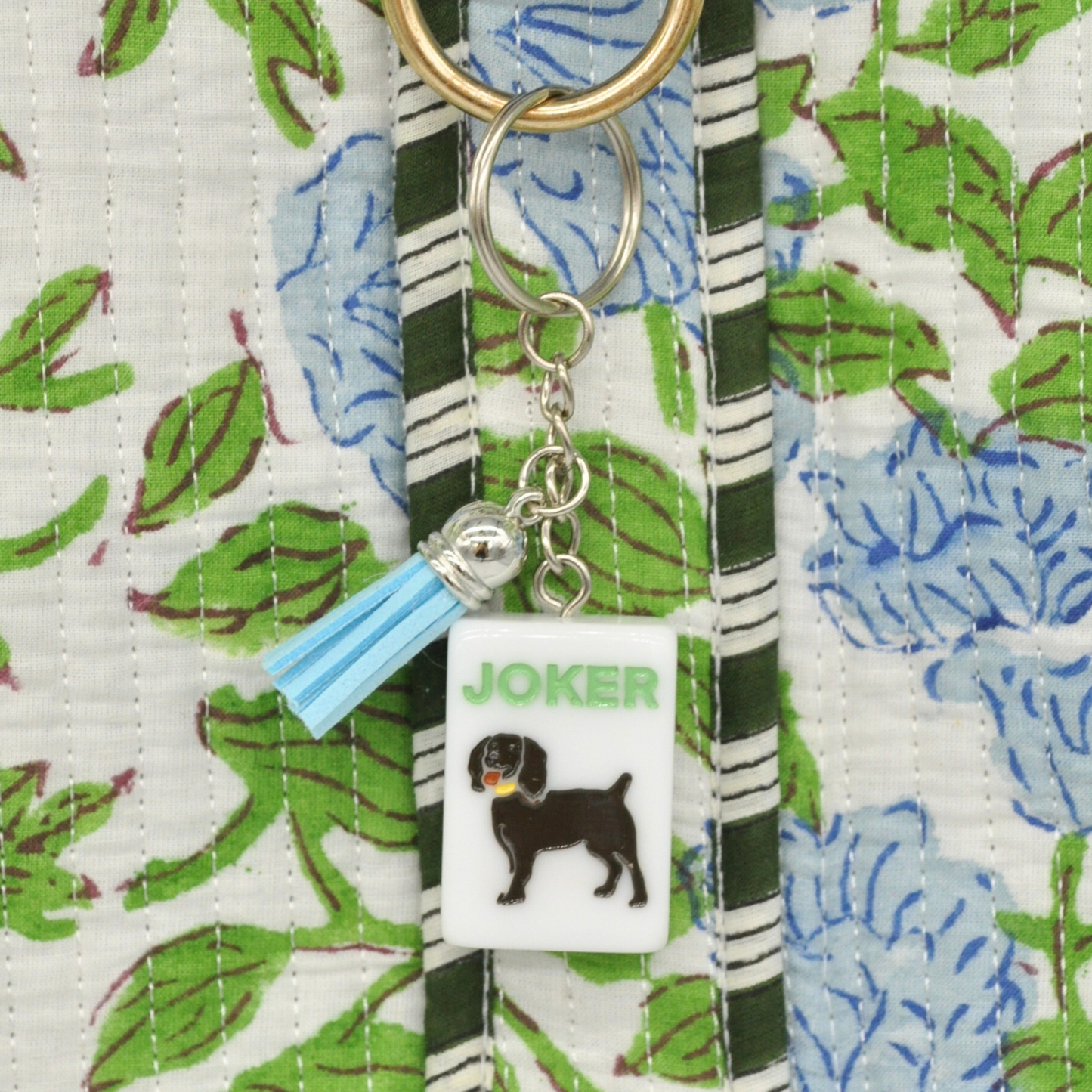 Mahjong Tile Keychain Boykin Spaniel Joker