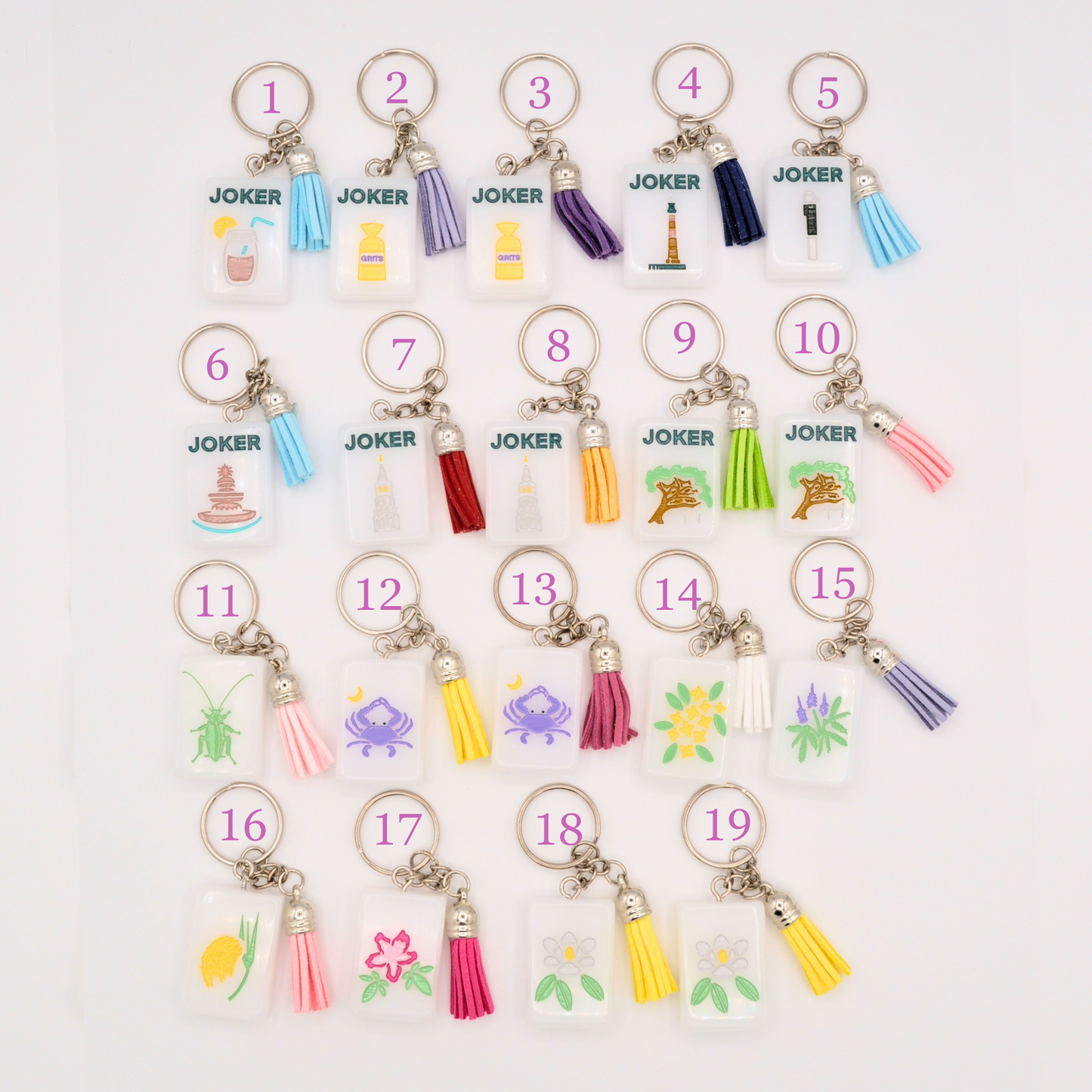 Mahjong Tile Keychains (Charleston Tiles)