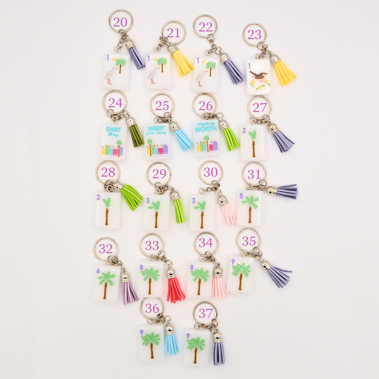 Mahjong Tile Keychains (Charleston Tiles)