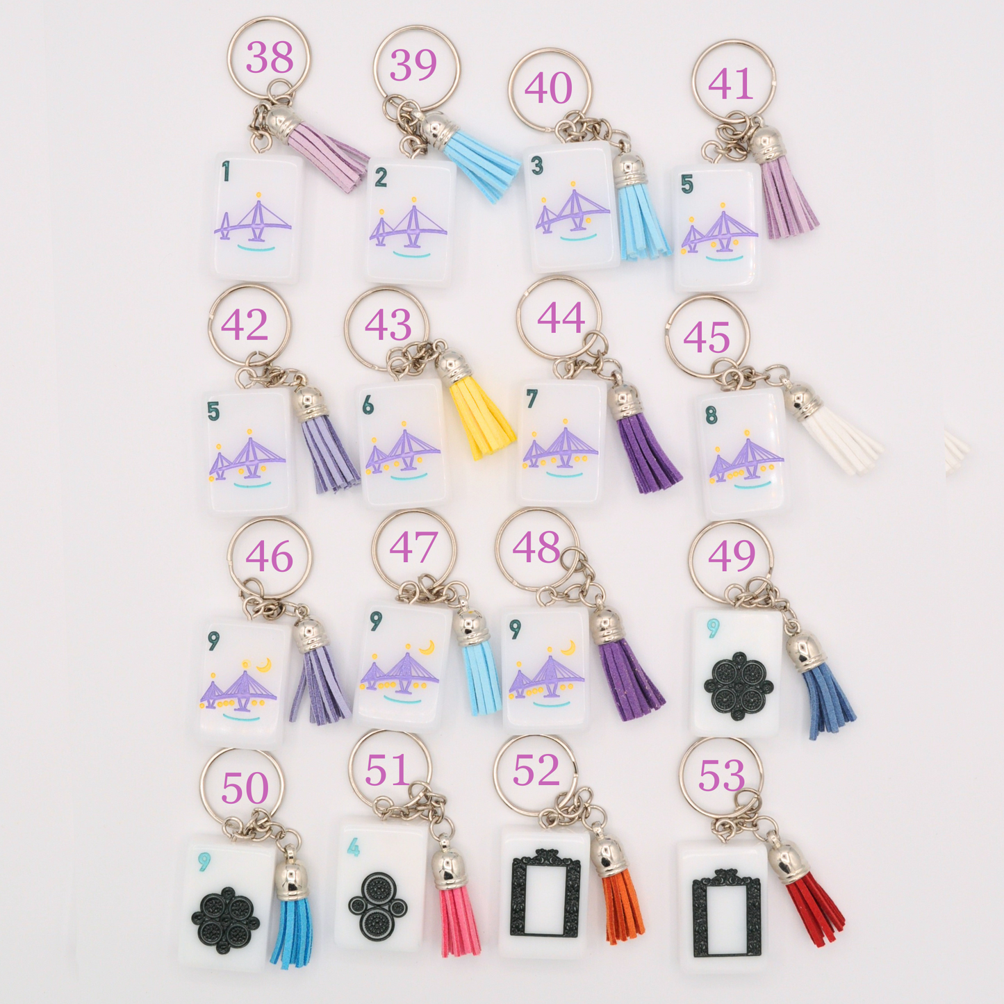 Mahjong Tile Keychains (Charleston Tiles)