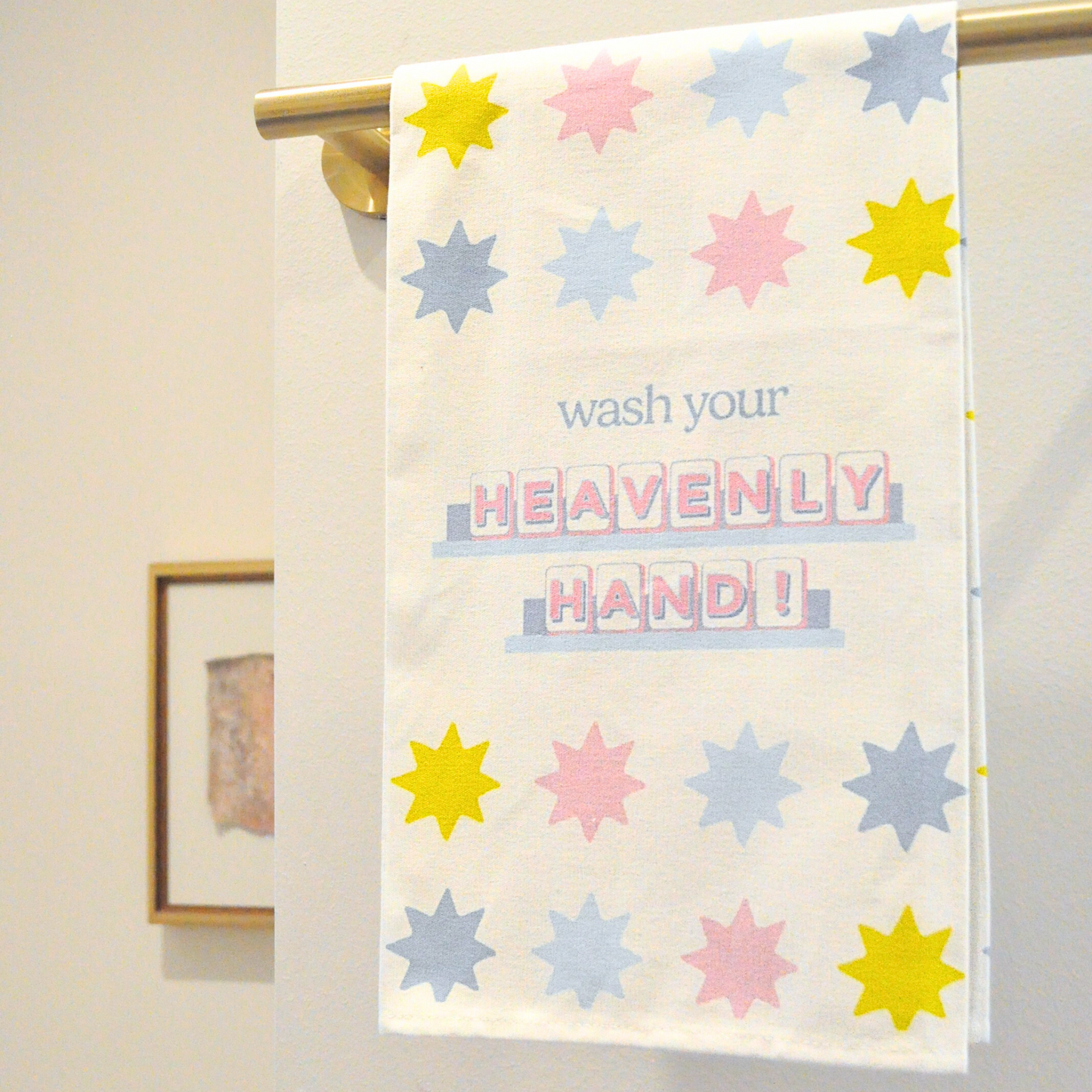 "Hurry Back Out!" and "Heavenly Hand" Cotton Tea Towel Set