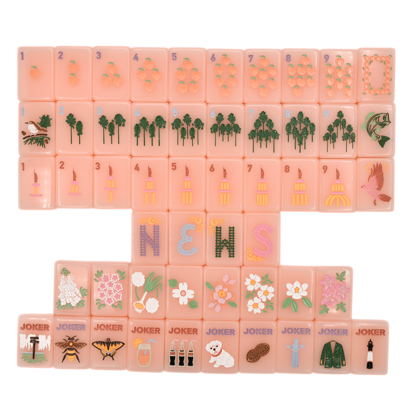 Peach & Pine Tiles- A Georgia Inspired Mahjong Set (PREORDER)