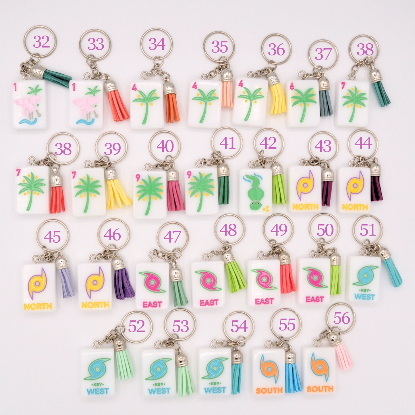 Mahjong Tile Keychains (Florida, Sunshine Tiles)
