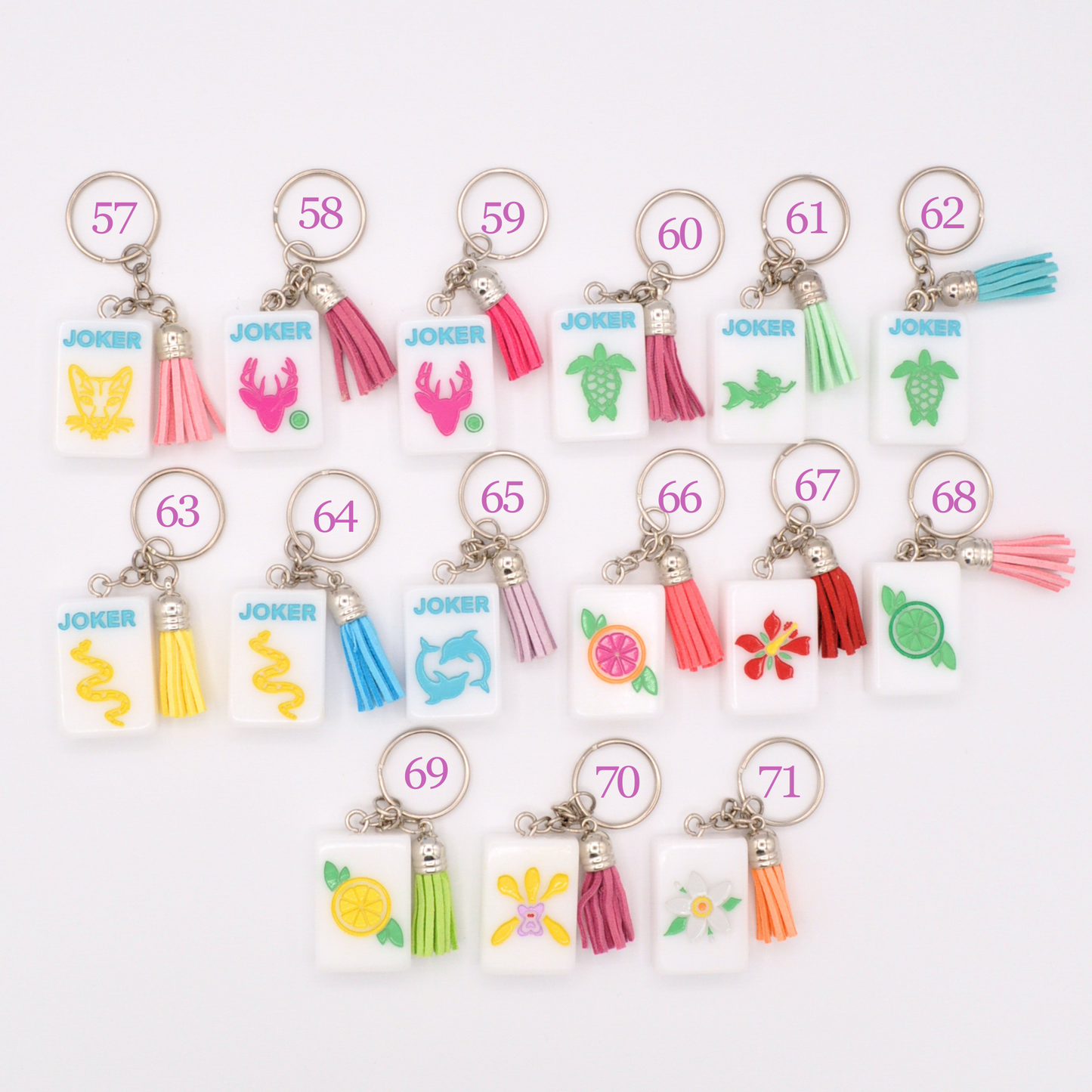 Mahjong Tile Keychains (Florida, Sunshine Tiles)