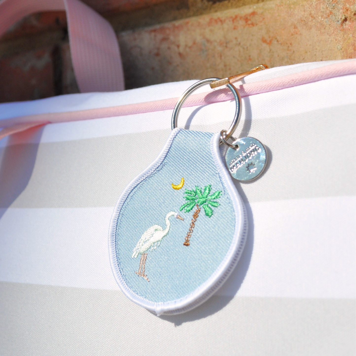 Palmetto Heron Embroidered Keychain