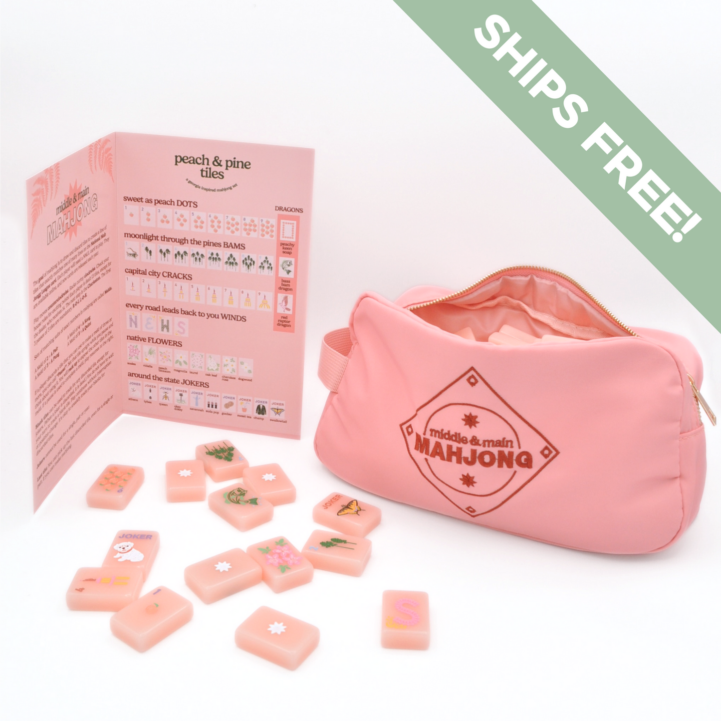 Peach & Pine Tiles- A Georgia Inspired Mahjong Set (PREORDER)