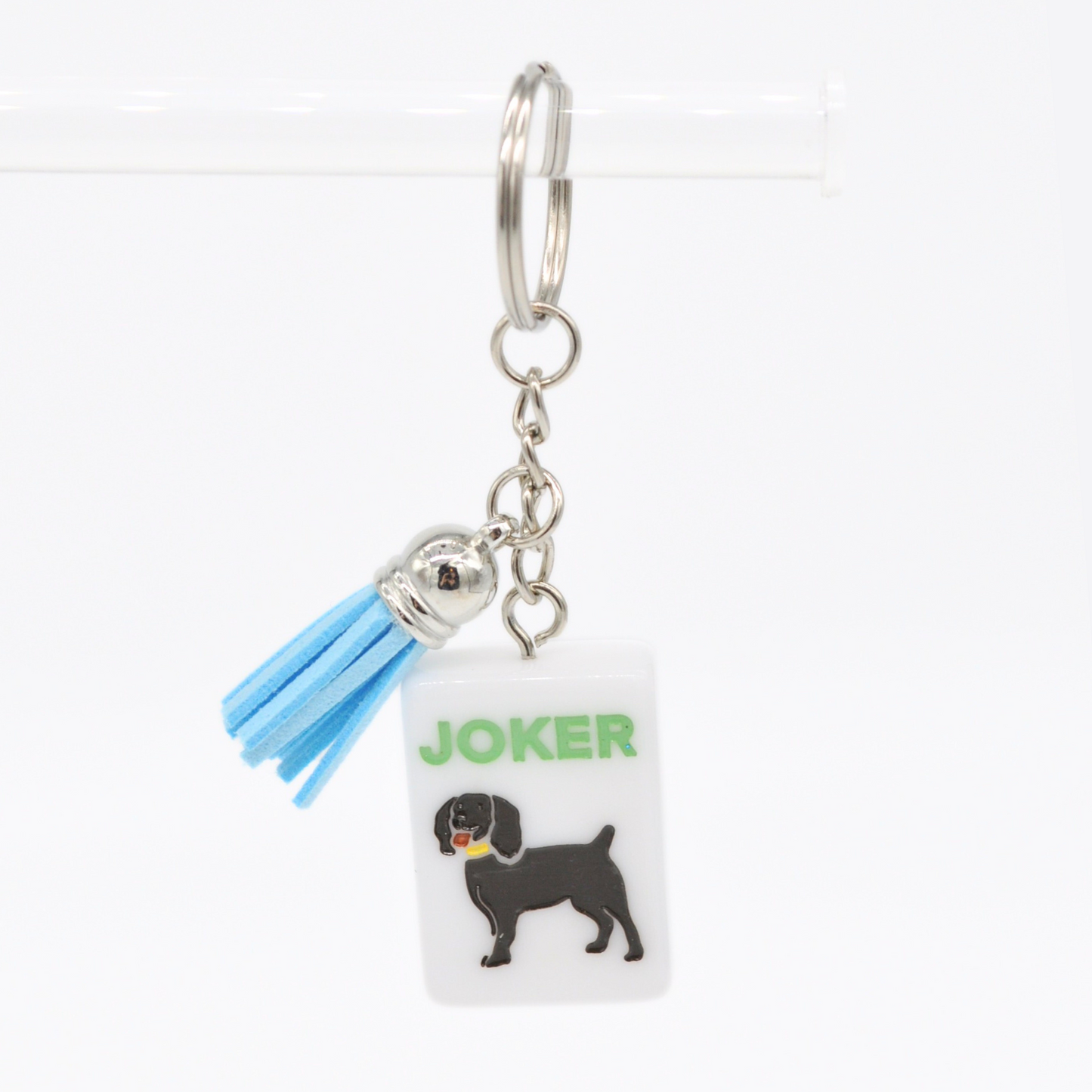 Mahjong Tile Keychain Boykin Spaniel Joker