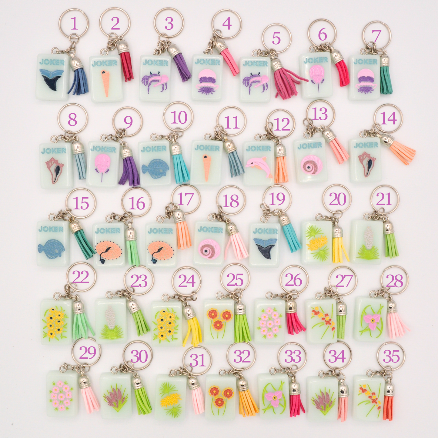 Mahjong Tile Keychains (Barrier Island)