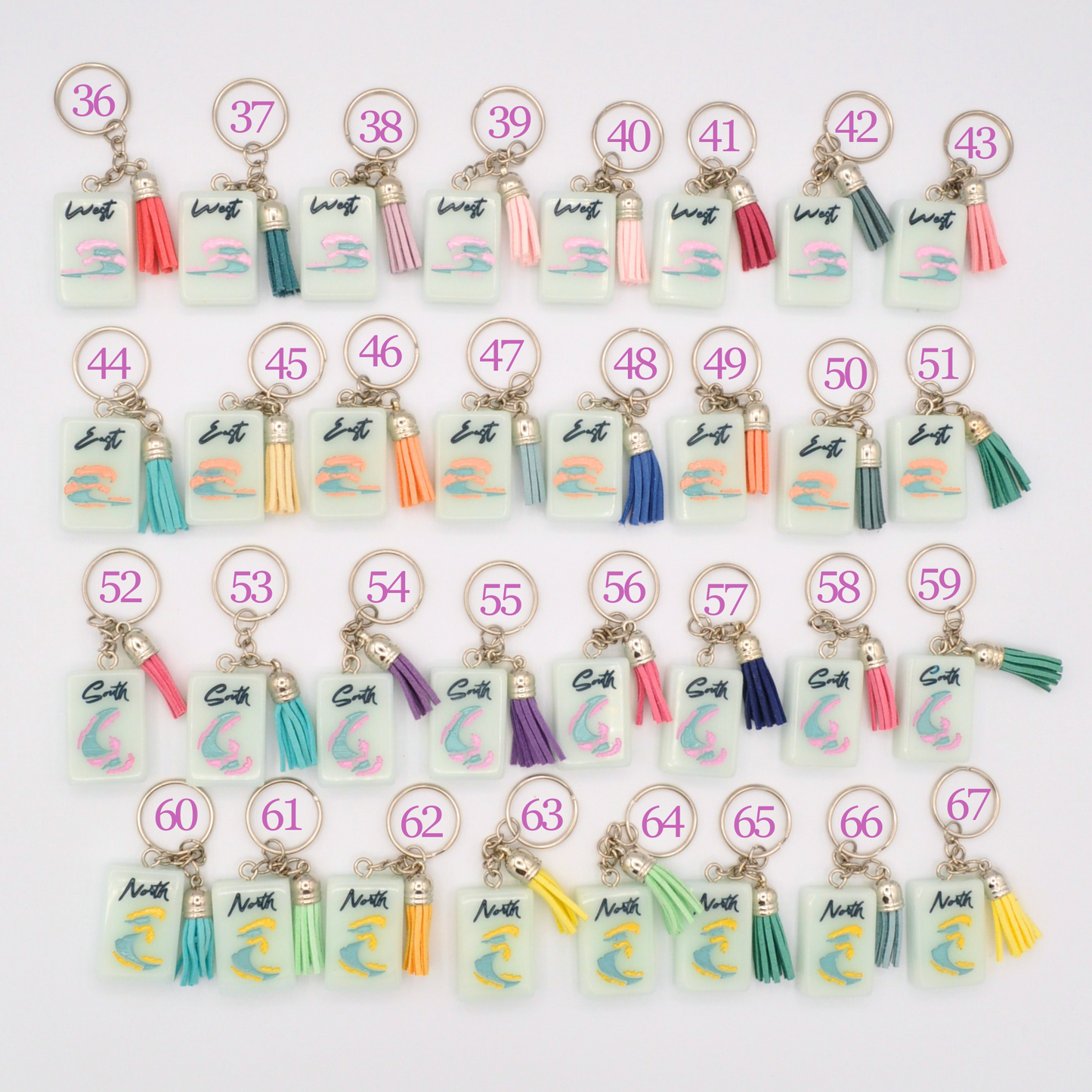 Mahjong Tile Keychains (Barrier Island)