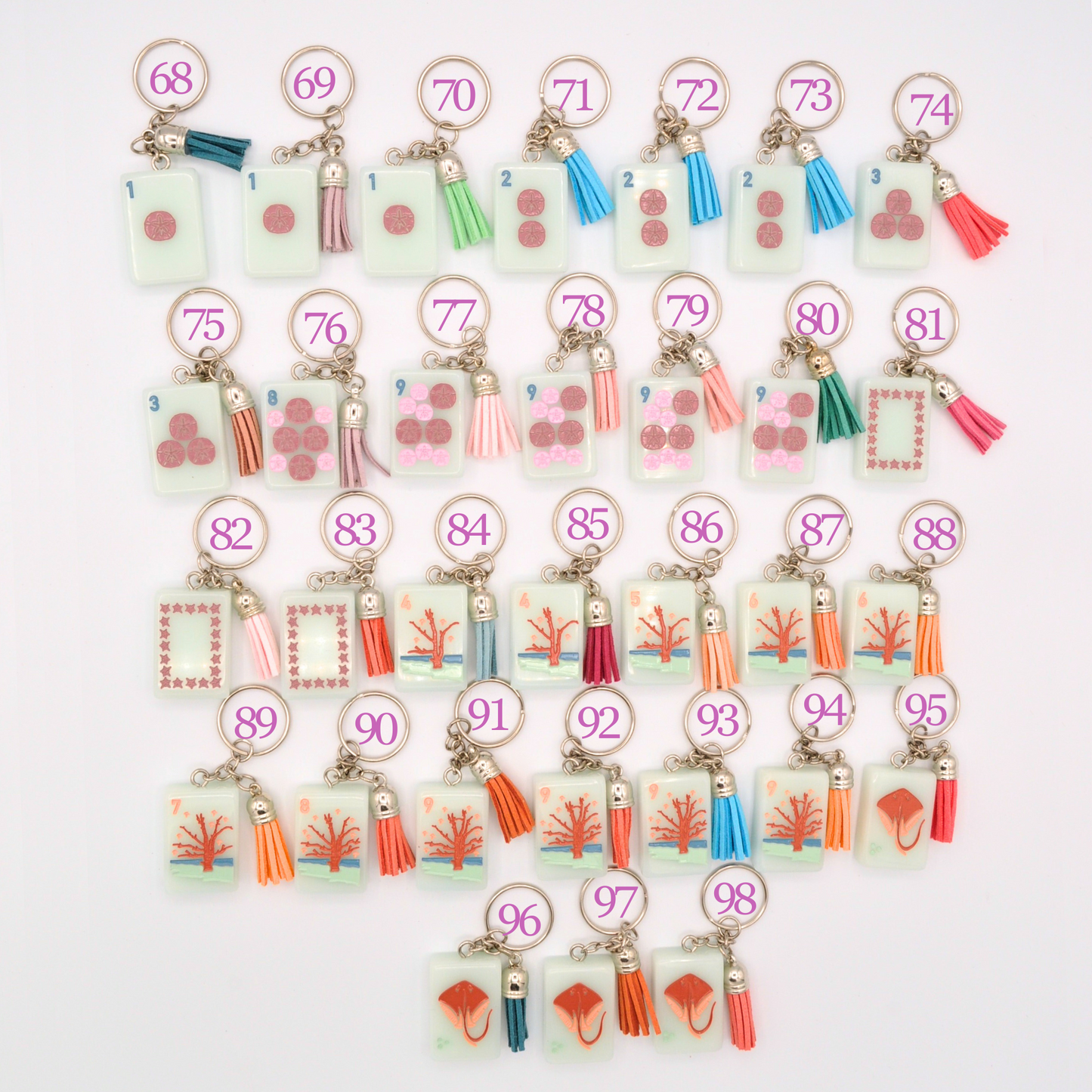 Mahjong Tile Keychains (Barrier Island)