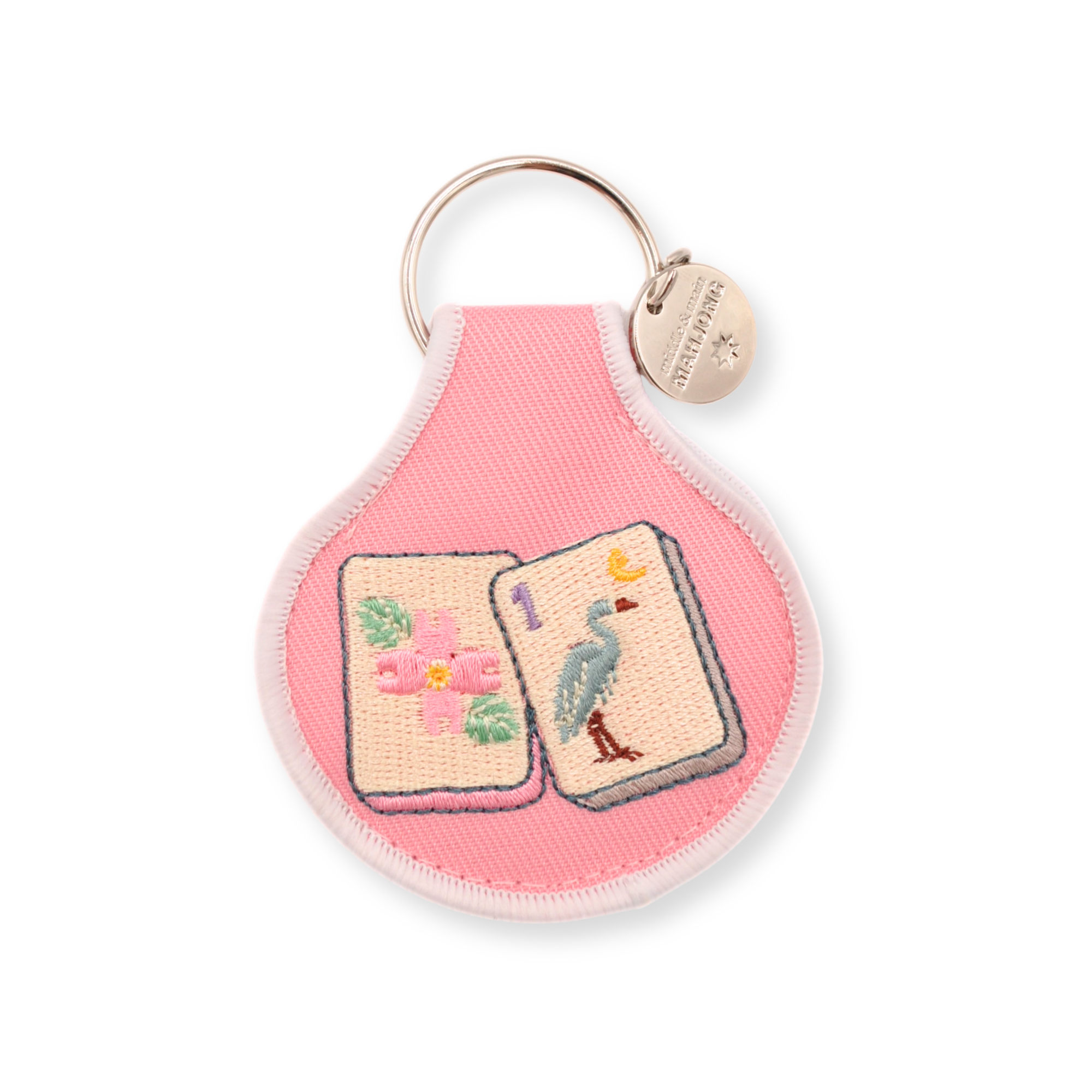 Blossom & Bird Tile Embroidered Keychain – Middle and Main Mahjong