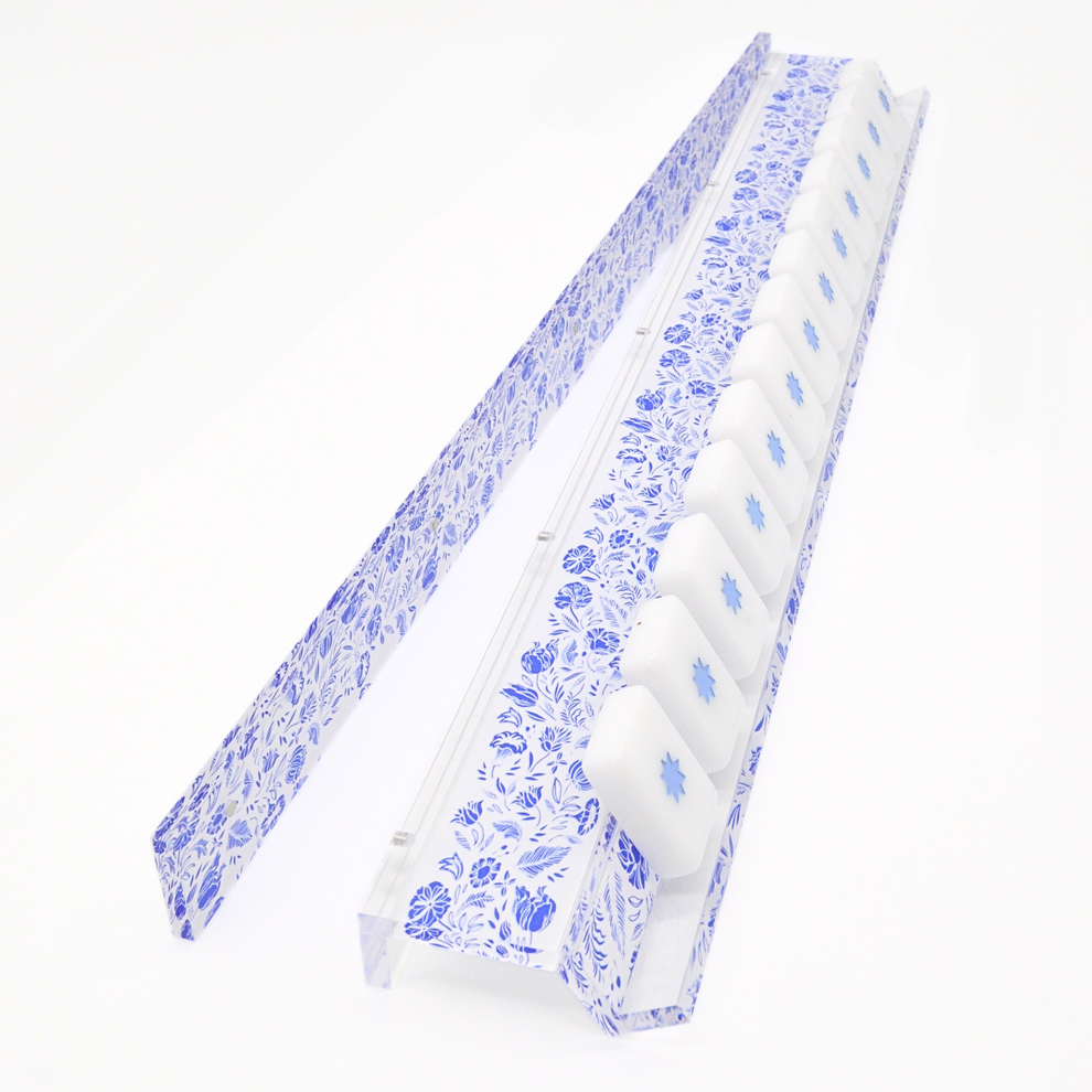 Blue and White Chinoiserie Mahjong Rack and Pusher, Set of 4 – Middle ...