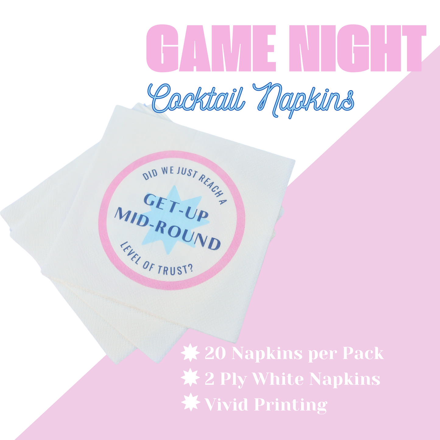 "Get Up Mid-Round" Cocktail Napkins