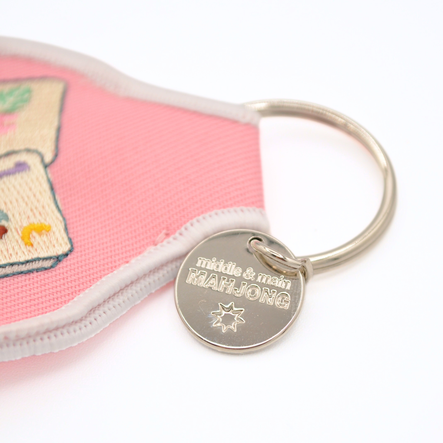 Blossom & Bird Tile Embroidered Keychain