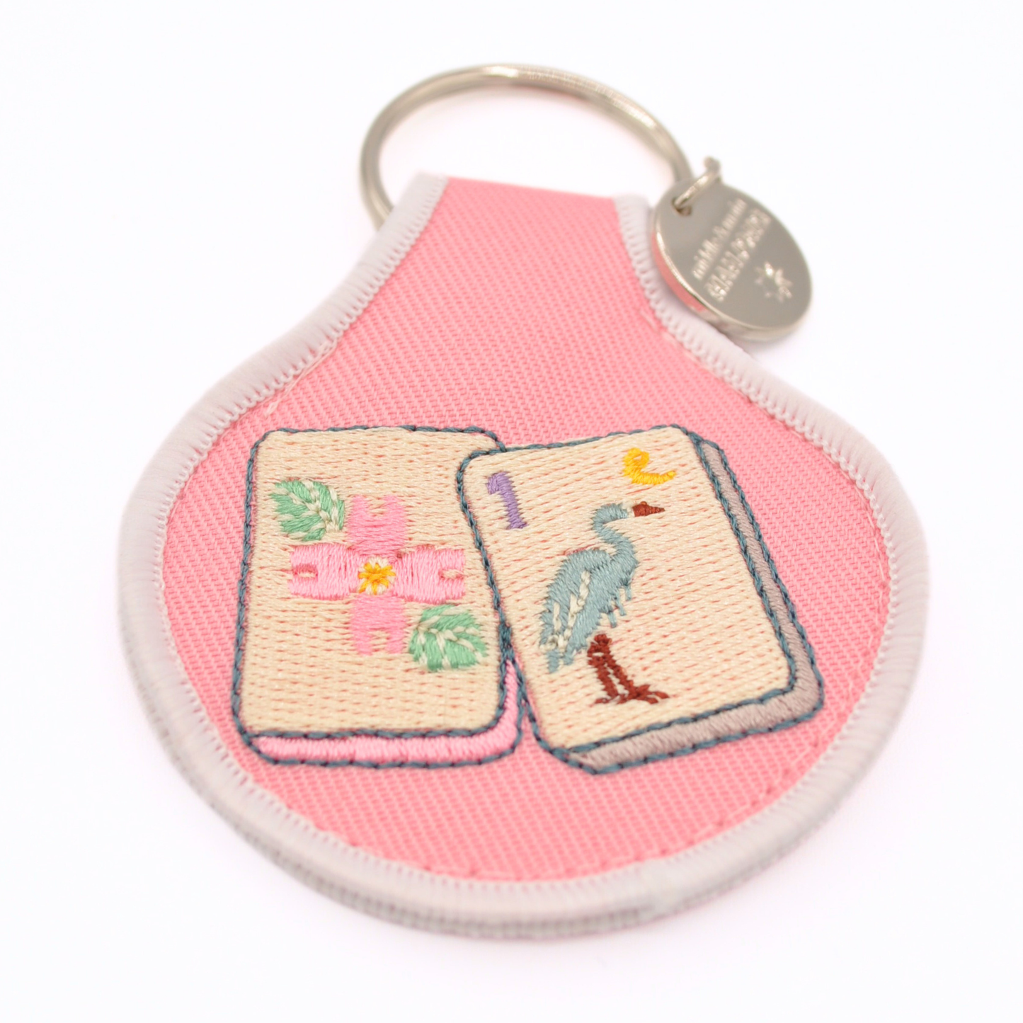Blossom & Bird Tile Embroidered Keychain