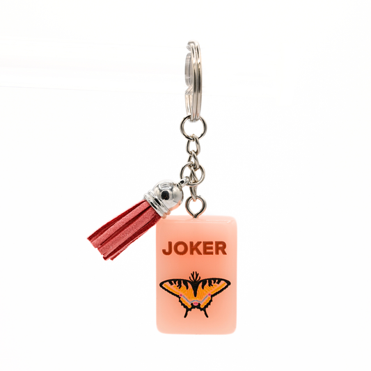Mahjong Tile Keychain Swallowtail Butterfly Joker
