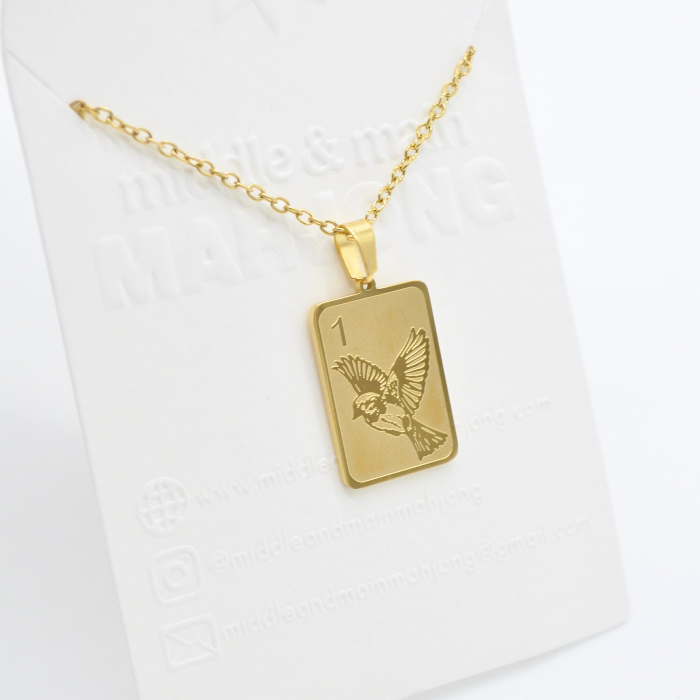 Engraved Sparrow One Bam Necklace