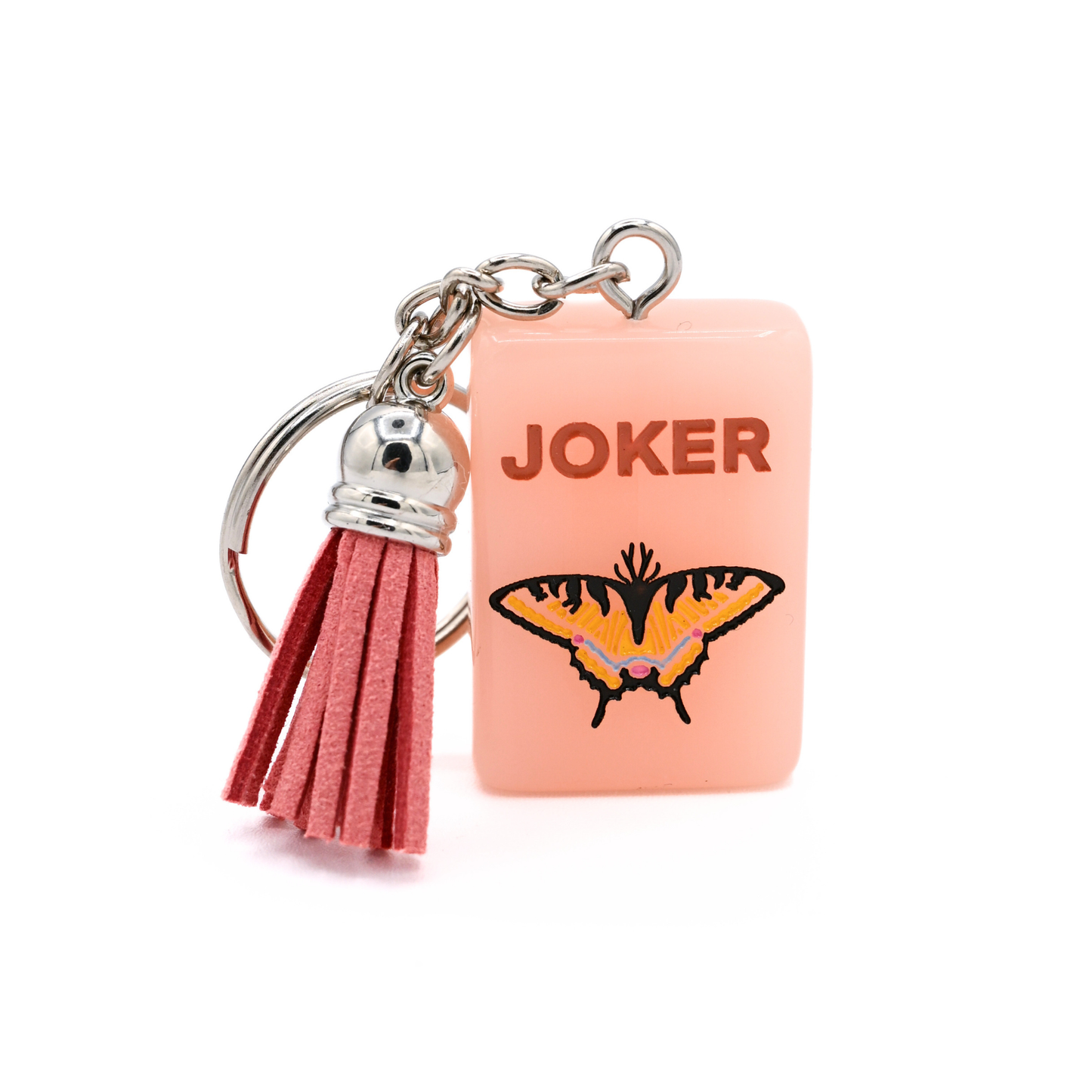 Mahjong Tile Keychain Swallowtail Butterfly Joker