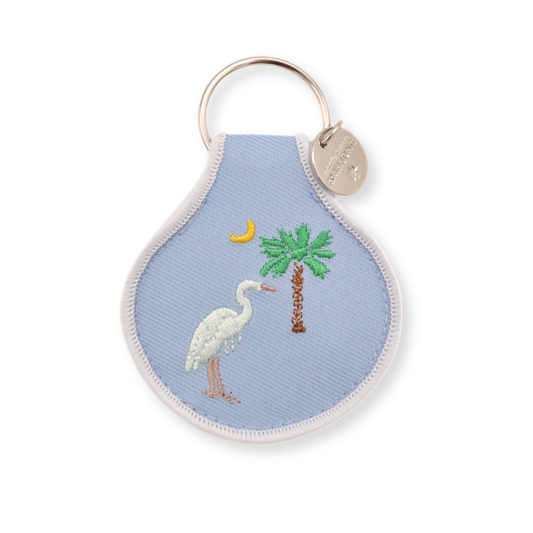 Palmetto Heron Embroidered Keychain