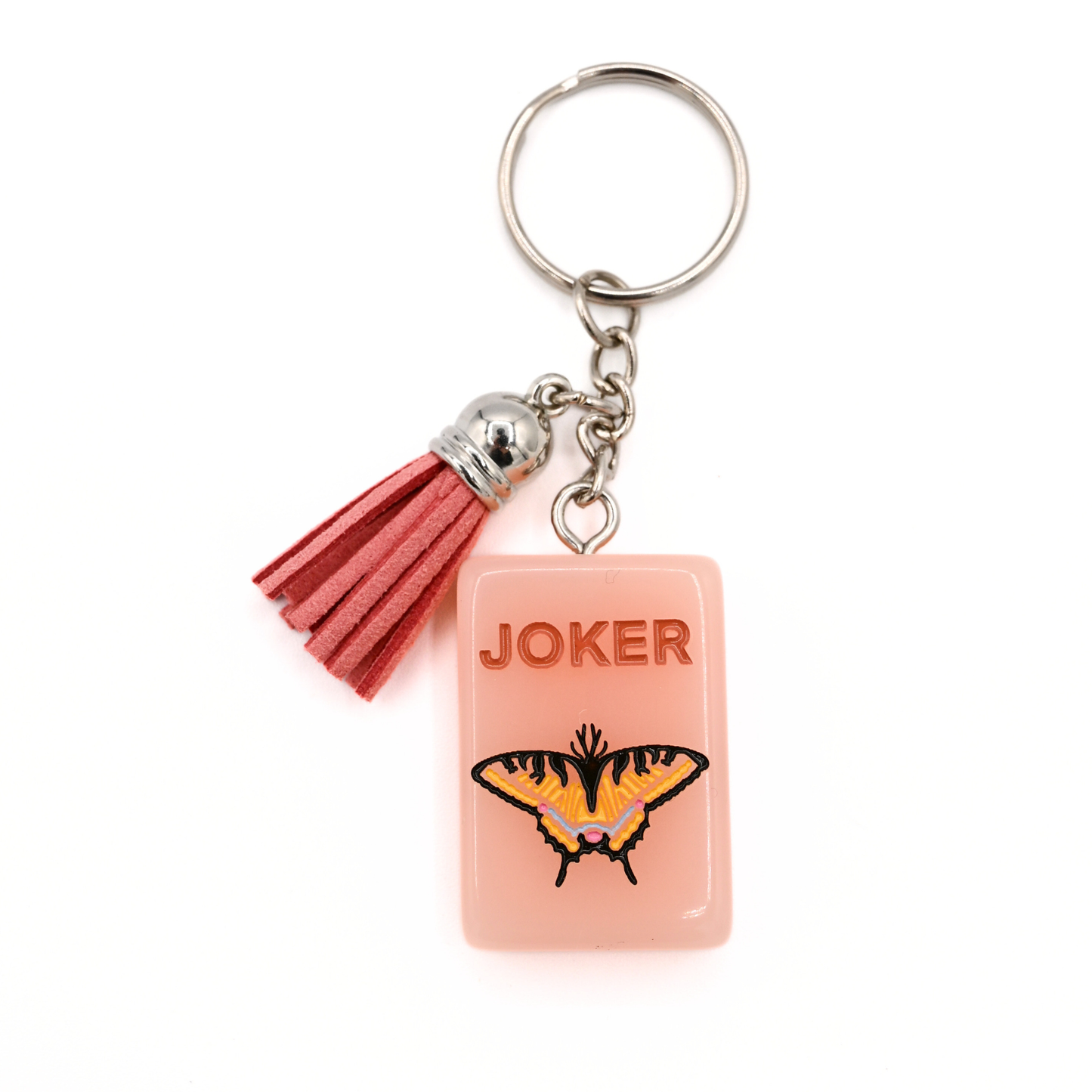 Mahjong Tile Keychain Swallowtail Butterfly Joker