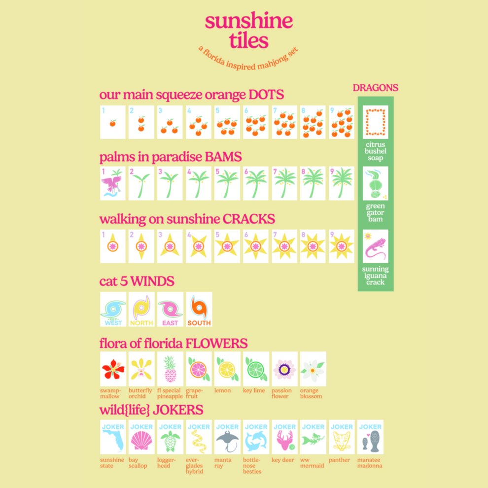 Sunshine Tiles- A Florida Inspired Mahjong Set – Middle and Main Mahjong