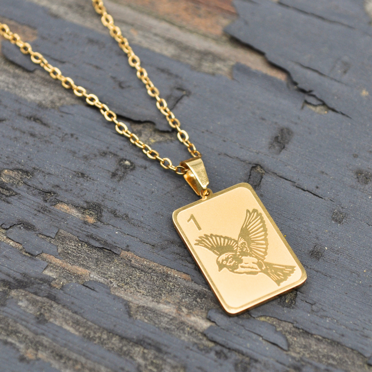 Engraved Sparrow One Bam Necklace