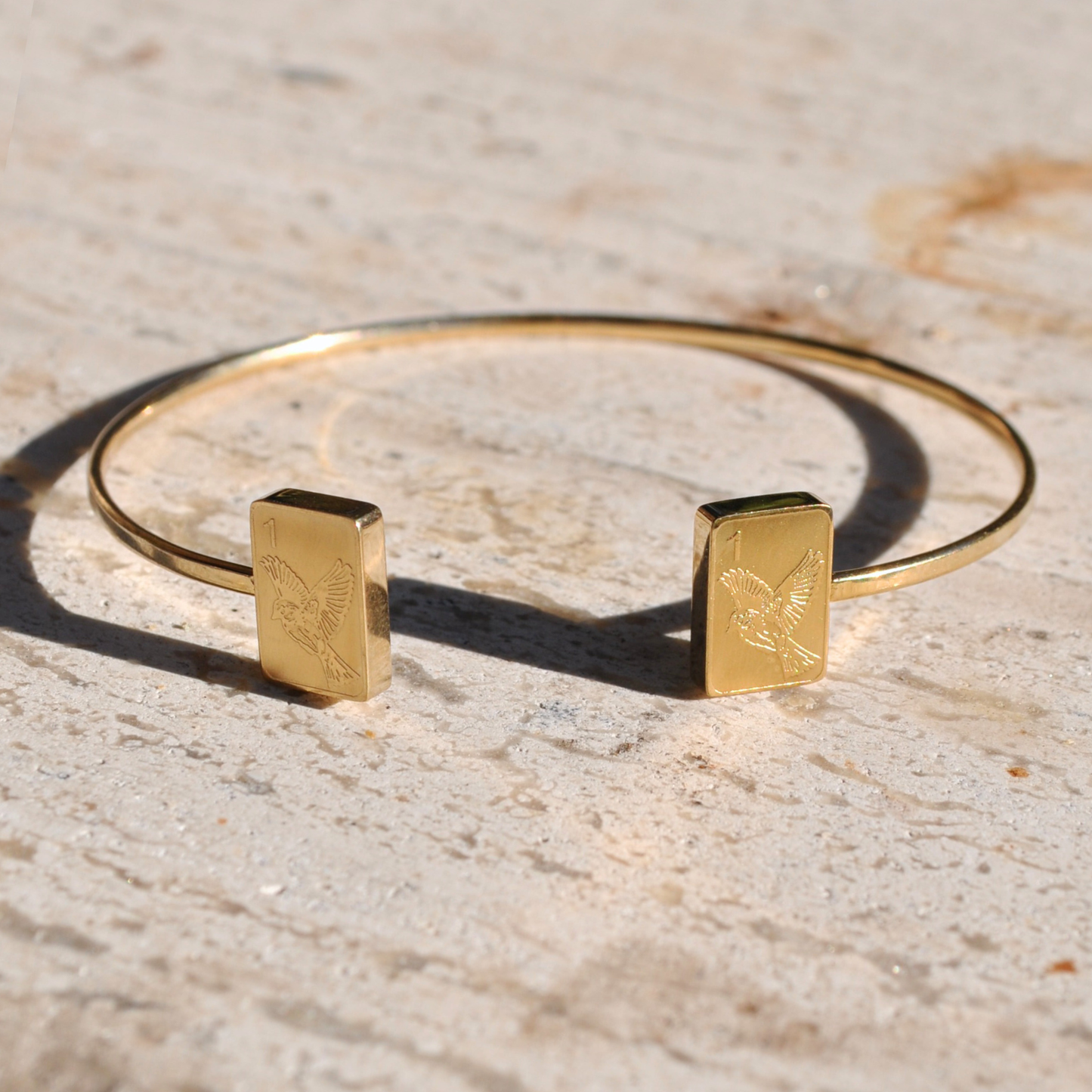 Double Sparrow Gold Bangle