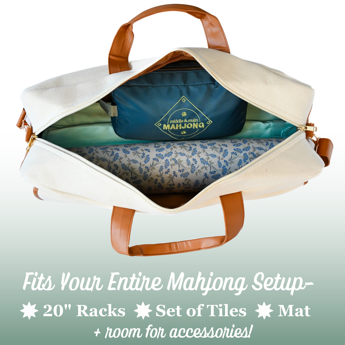 Magical Bottomless Mahjong Bag- Canvas & Leather