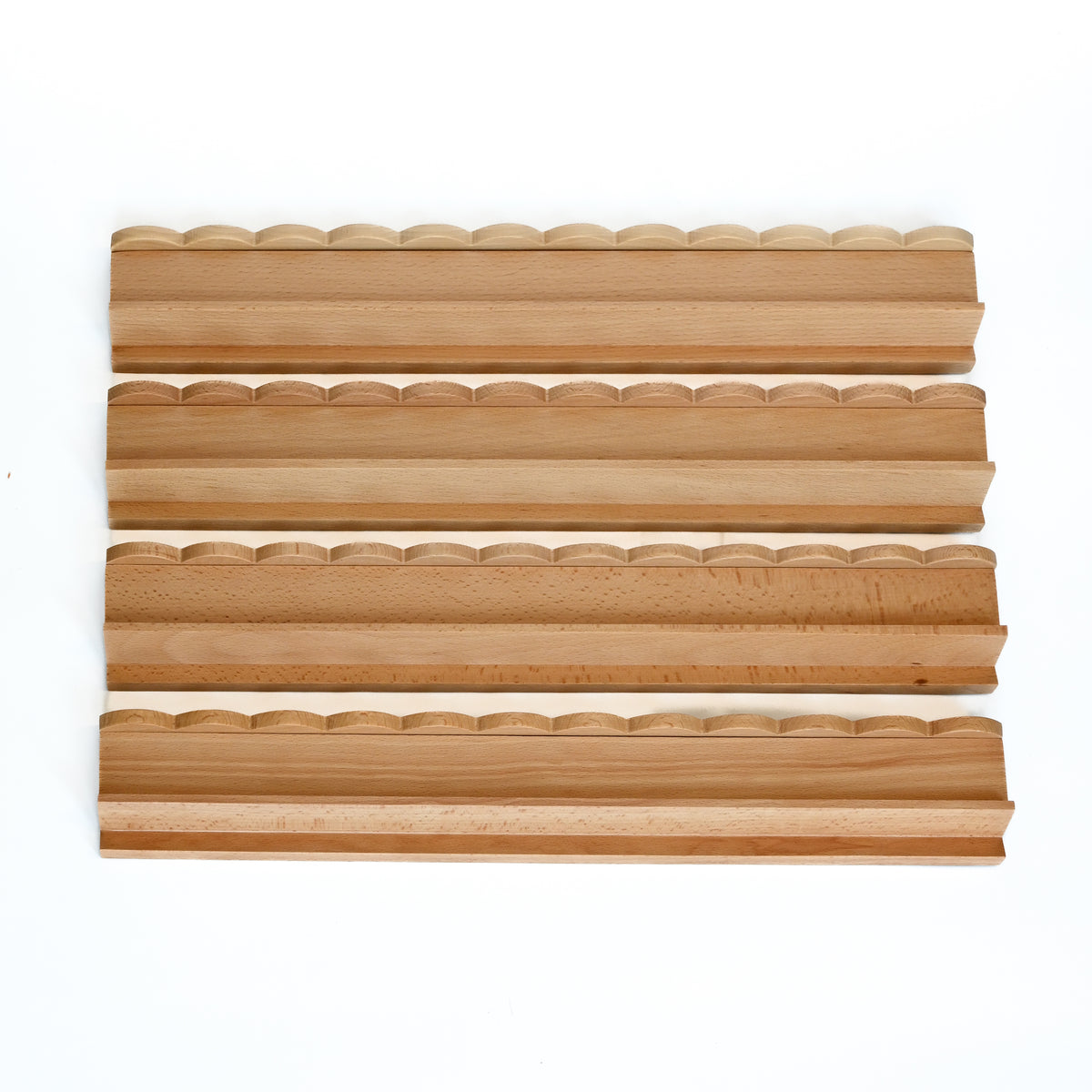 Golden Grain Beechwood Mahjong Rack and Pusher, Set of 4