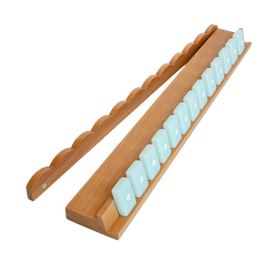 Golden Grain Beechwood Mahjong Rack and Pusher, Set of 4